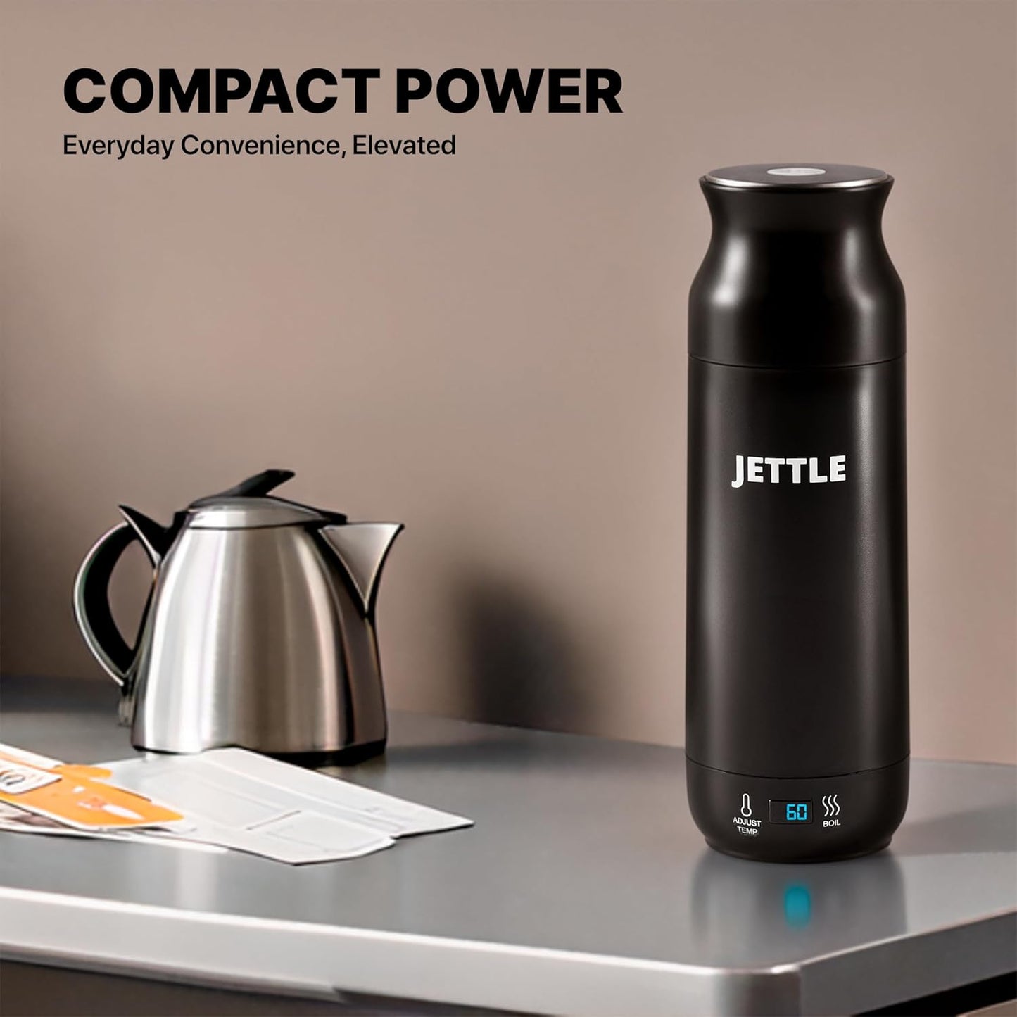 Jettle Electric Kettle - Travel Portable Heater for Coffee, Tea, Milk