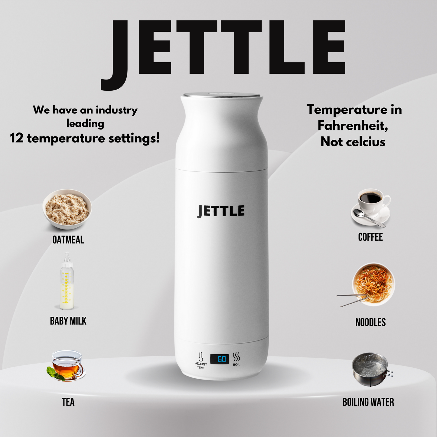 Jettle Electric Kettle - Travel Portable Heater for Coffee, Tea, Milk