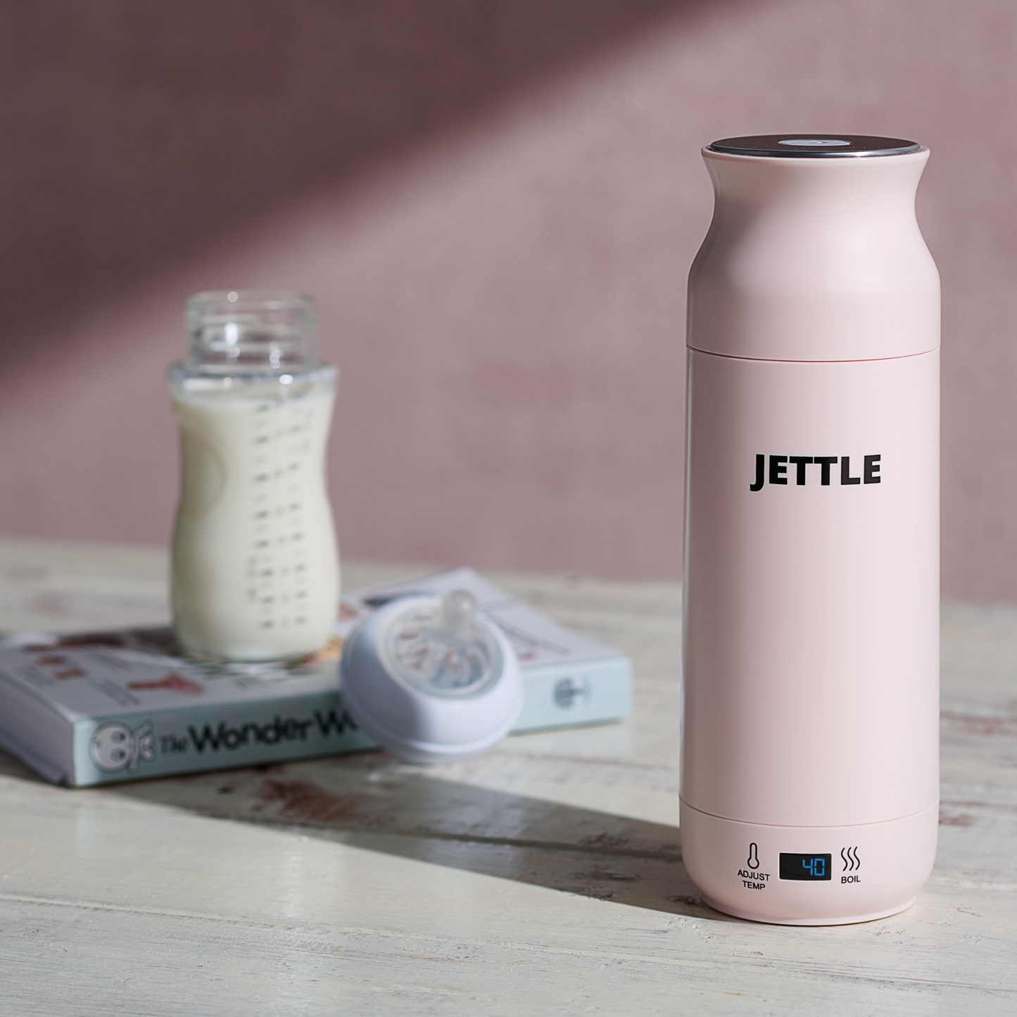 Jettle Electric Kettle - Travel Portable Heater for Coffee, Tea, Milk, Soup - Stainless Steel Travel Water Boiler tea pot with Temperature Control, LED, Automatic Power Off - 450ml, Kitchen Appliance