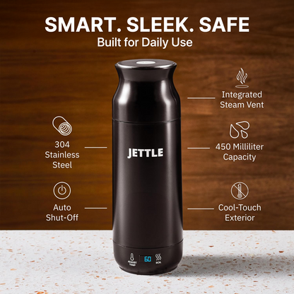 Jettle Travel Electric Kettle 450ml – Portable Hotel Kettle with 12 Temperature Presets, LED Display & Auto Shut-Off