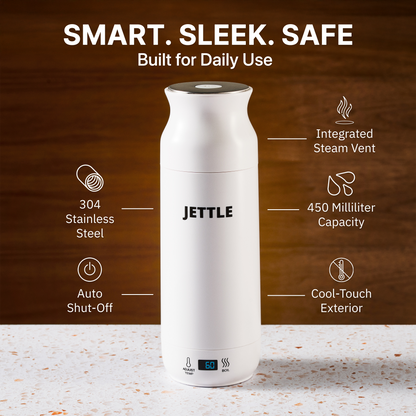 Jettle Travel Electric Kettle 450ml – Portable Hotel Kettle with 12 Temperature Presets, LED Display & Auto Shut-Off