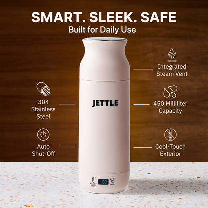Jettle Travel Electric Kettle 450ml – Portable Hotel Kettle with 12 Temperature Presets, LED Display & Auto Shut-Off
