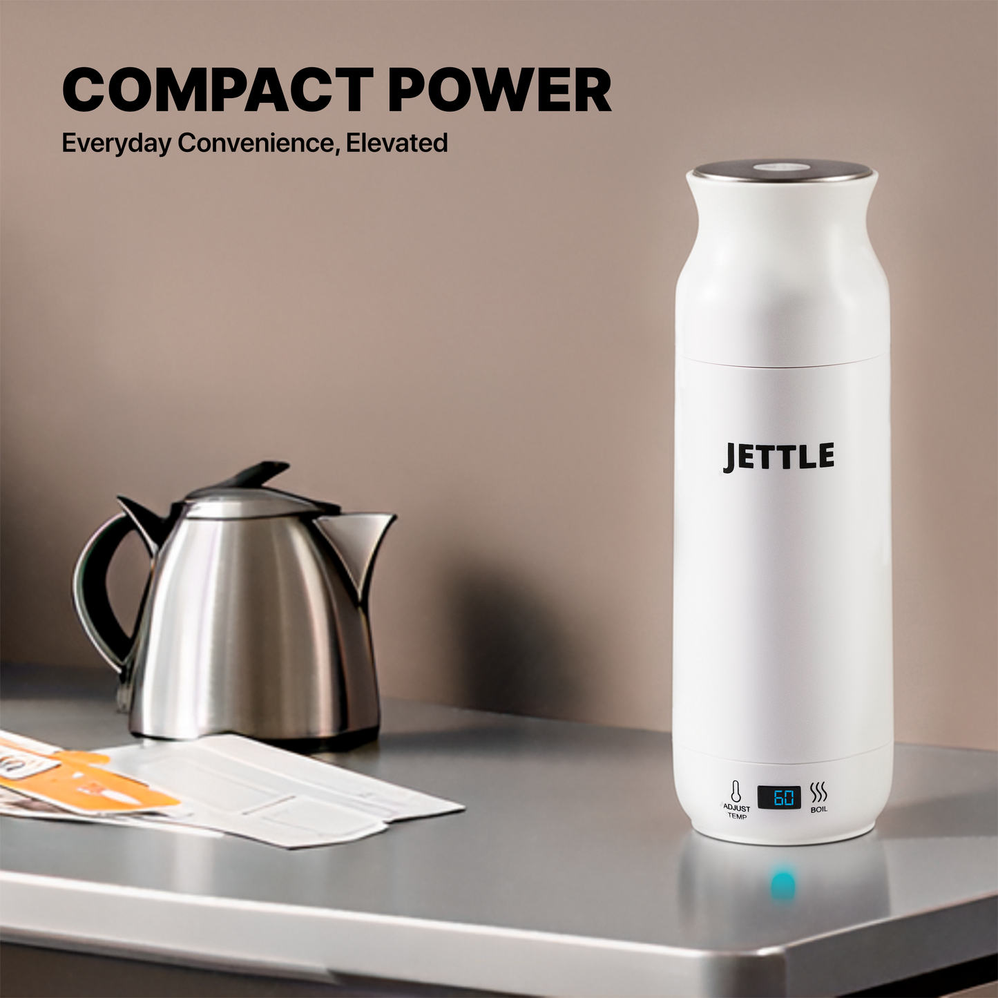 Jettle Travel Electric Kettle 450ml – Portable Hotel Kettle with 12 Temperature Presets, LED Display & Auto Shut-Off
