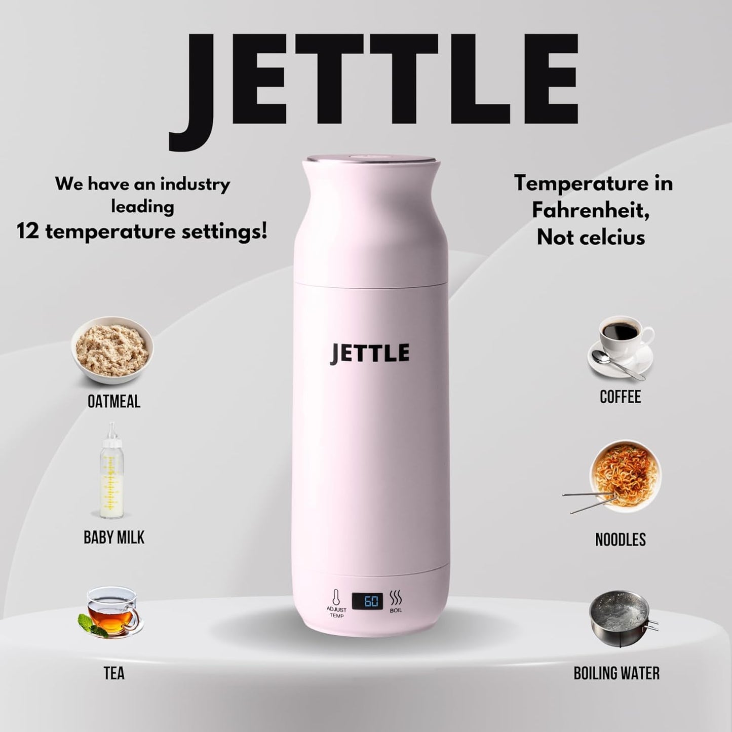 Jettle™ Travel Electric Kettle 450ml – Portable Water Boiler for Coffee, Tea & Hot Water with LED Display, Temperature Control & Auto Shut-Off