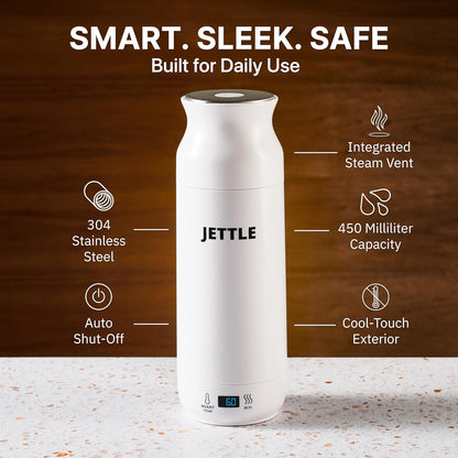 Jettle™ Travel Electric Kettle 450ml – Portable Water Boiler for Coffee, Tea & Hot Water with LED Display, Temperature Control & Auto Shut-Off