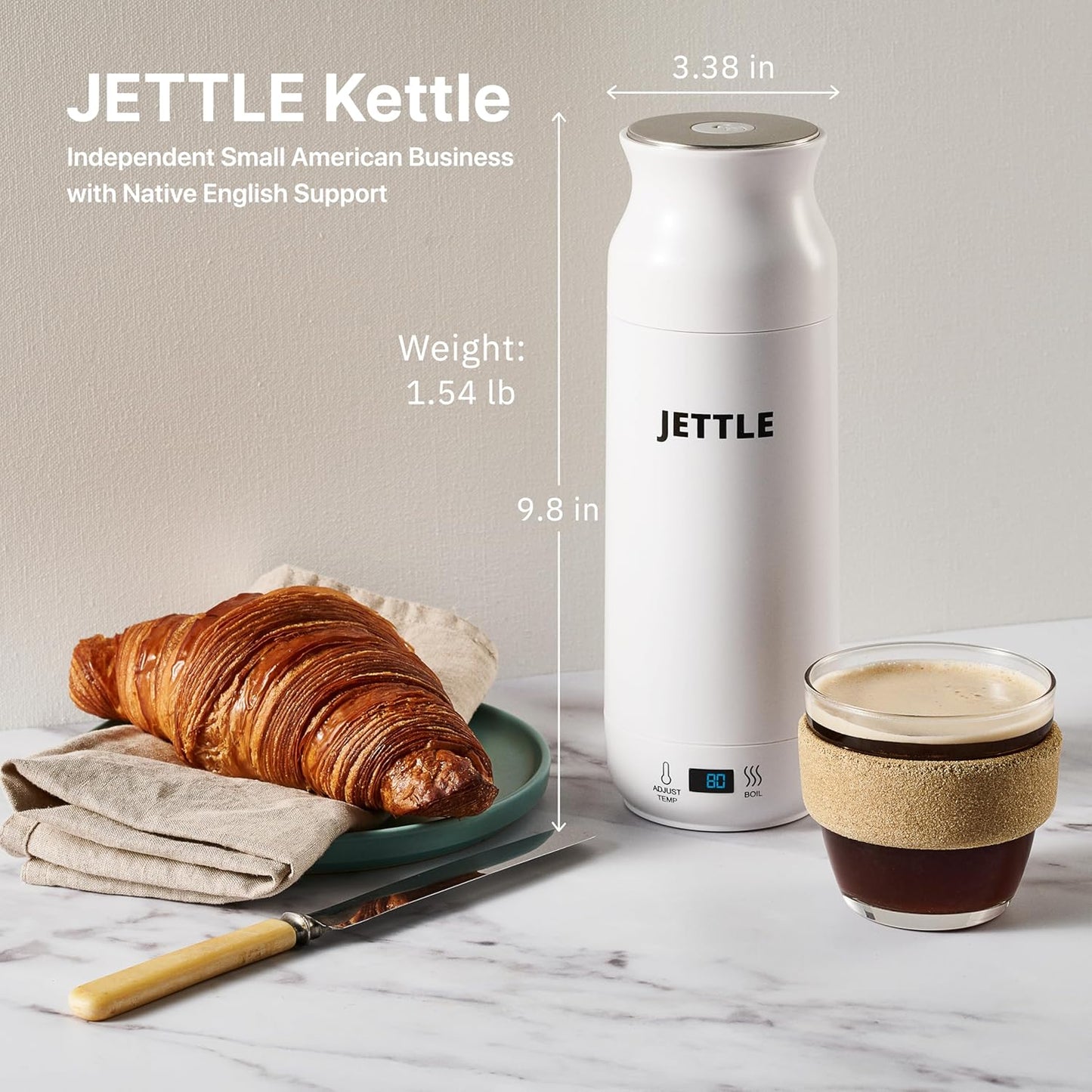 Jettle™ Travel Electric Kettle 450ml – Portable Water Boiler for Coffee, Tea & Hot Water with LED Display, Temperature Control & Auto Shut-Off