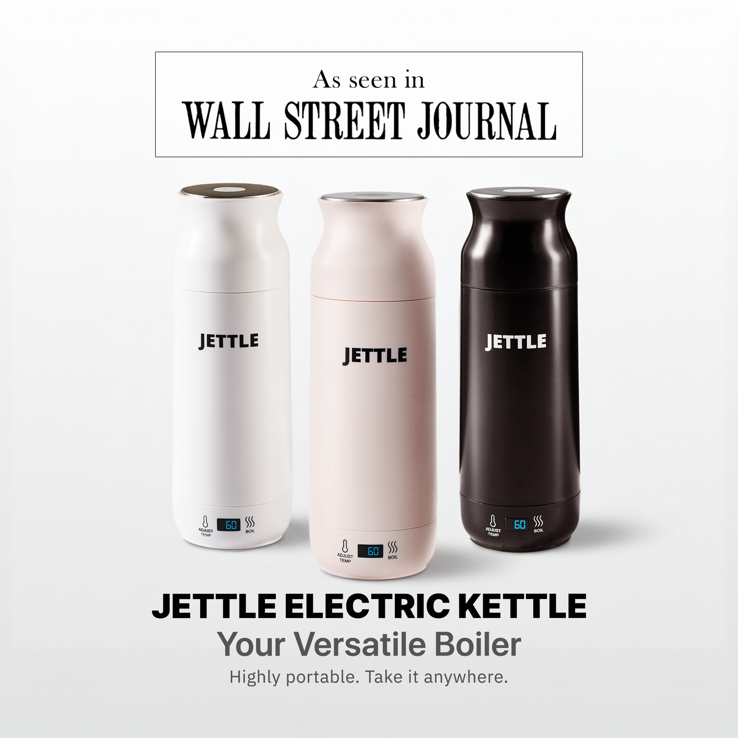 Jettle Travel Electric Kettle 450ml – Portable Hotel Kettle with 12 Temperature Presets, LED Display & Auto Shut-Off