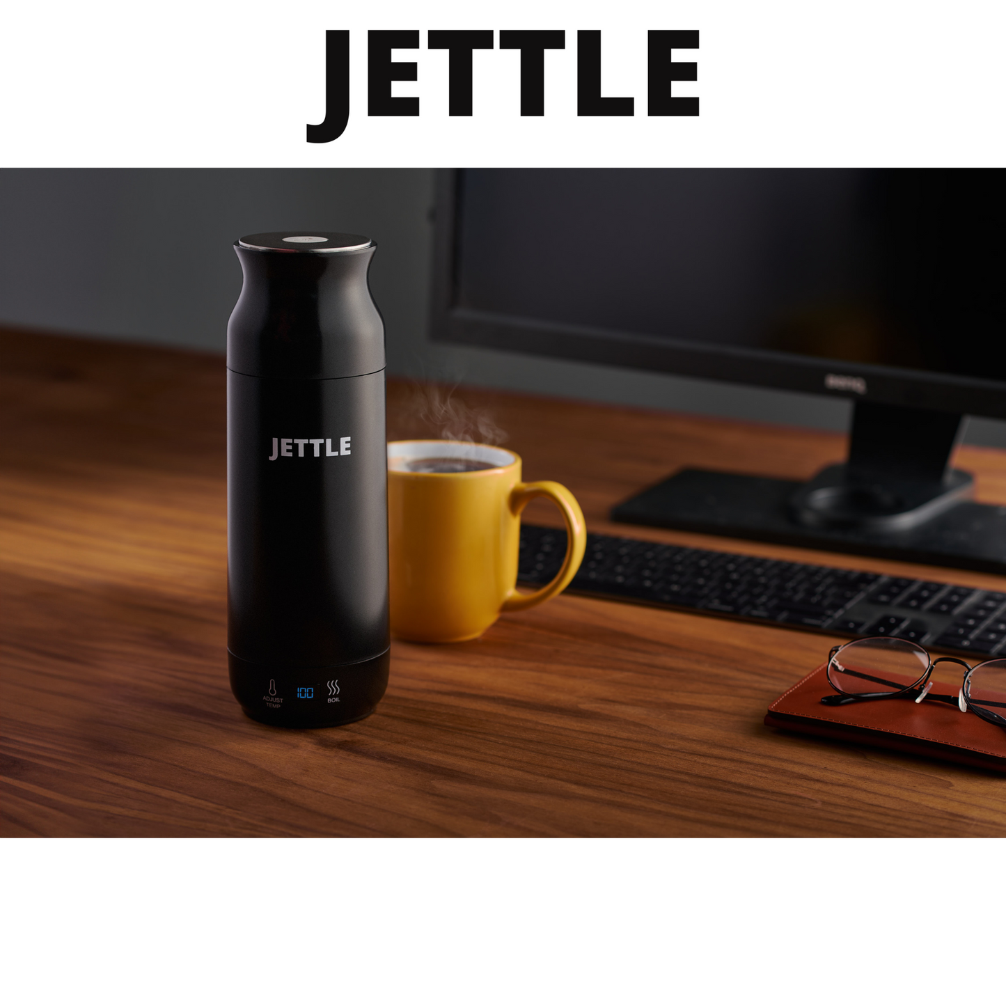 Jettle Electric Kettle - Travel Portable Heater for Coffee Tea Milk Soup -  Stainless Steel Travel Water Boiler tea pot with Temperature Control - LED