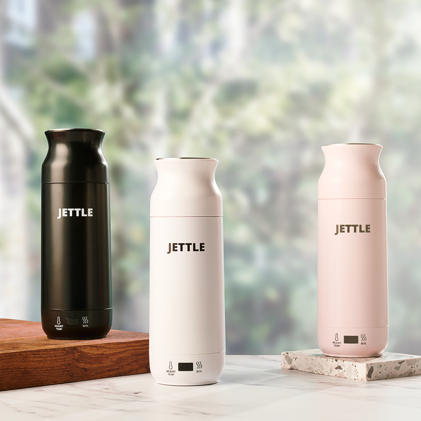 Jettle Electric Kettle - Travel Portable Heater for Coffee Tea Milk Soup -  Stainless Steel Travel Water Boiler tea pot with Temperature Control - LED